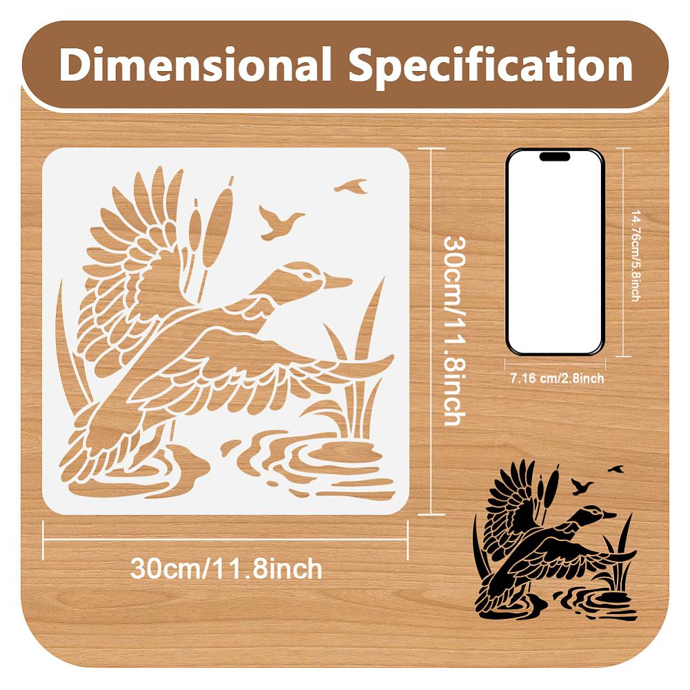 PET Hollow Out Drawing Painting Stencils, for DIY Scrapbook, Photo Album, Duck, 300x300mm