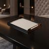 Tray with Handles Rectangular Metal Frame Platter for Desktop, Coffee Table, Vanity Creamy