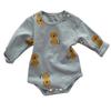Baby Autumn Loungewear Onesie with Cute Cartoon Print, Long-Sleeve Romper for Boys and Girls