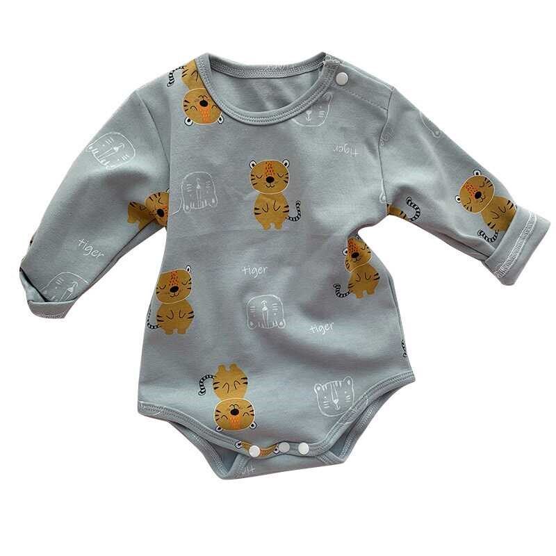 Baby Autumn Loungewear Onesie with Cute Cartoon Print, Long-Sleeve Romper for Boys and Girls