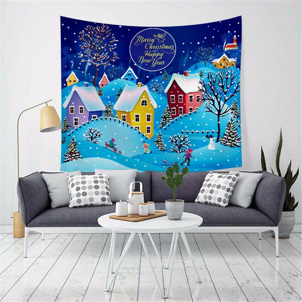 Merry Christmas Tapestry Santa Claus Reindeer Wall Decoration Backdrop Fabric Christmas Party Home Decor Tapestry Tapiz Navideño