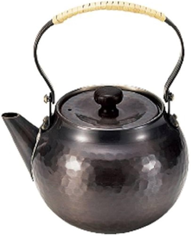 Shinkoukinzoku Hammered Teapot [Made In Japan] Copper, Unbreakable, Lightweight, Stylish, Gift, with Strainer, Spiral Wrap, Pure Copper Black Copper