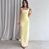 2025 Women's Sleeveless Square Neck Solid Color Bodycon Midi Dress