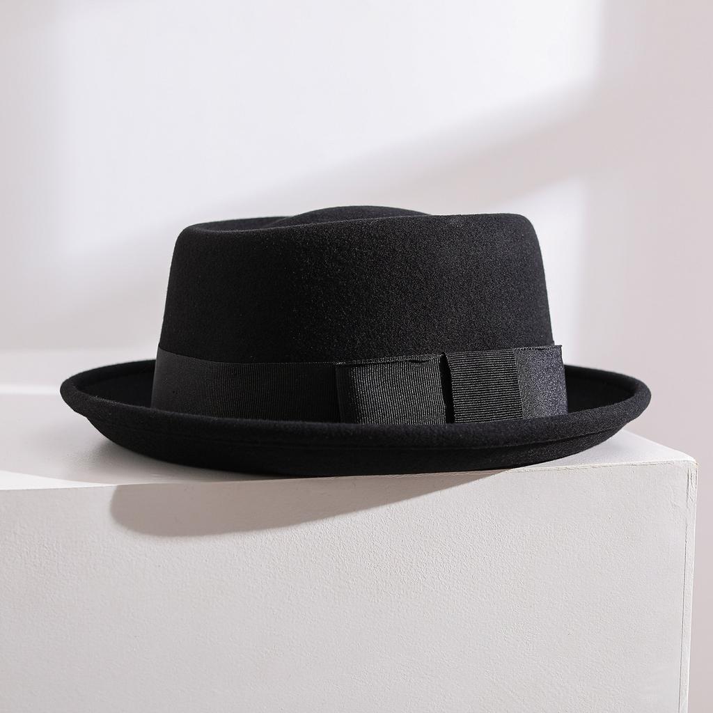 Retro Britse Concaaf Top Wol Fedoras Hoed Man Gekrulde Rand Gentleman Tophoed Herfst Winter Mode Wolle Franse Unisex Vilten Hoed
