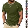 T-shirt da uomo a maniche corte con girocollo, basic, con bordi, casual, raglan, vestibilità comoda, top per l'uso quotidiano