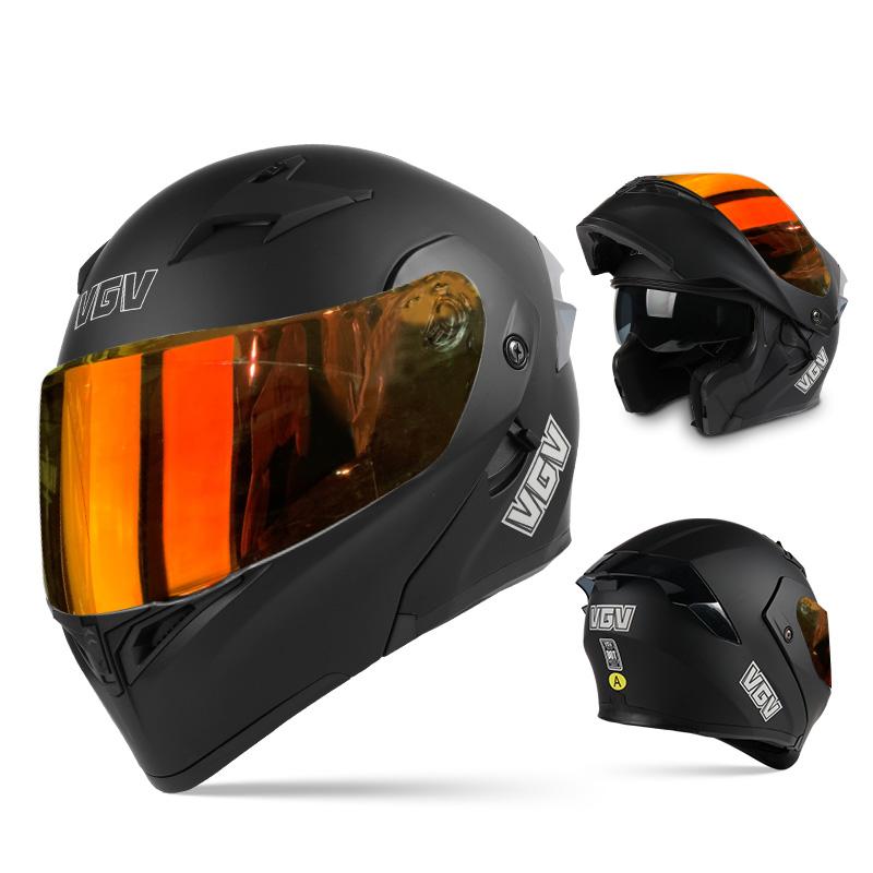 VGV Double Lens flip up helmet Openable motorcycle helmet Various Tinted Lens Sun protection glare and UV rays Modular cycling