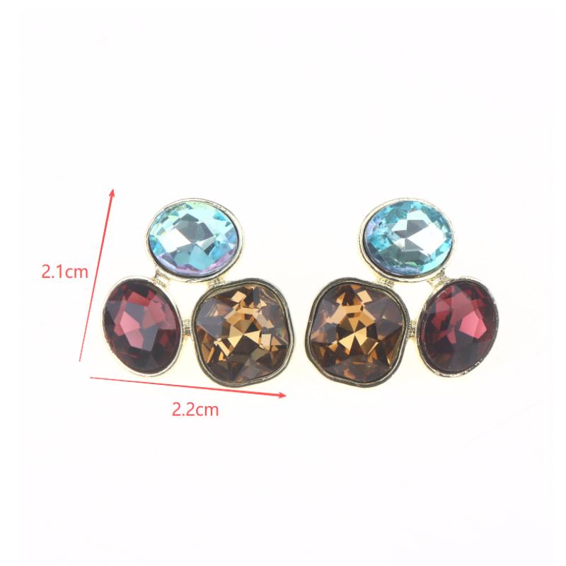 Square Oval  Geometric Stud Earrings For Women Medieval Vintage Light Luxury Simple Jewelry