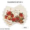 4pcs/6pcs Vintage Christmas Floral Placemats Suitable for Xmas Decorations, Farmhouse Table Mats with Fabric, Rectangular Place Settings for Holiday D