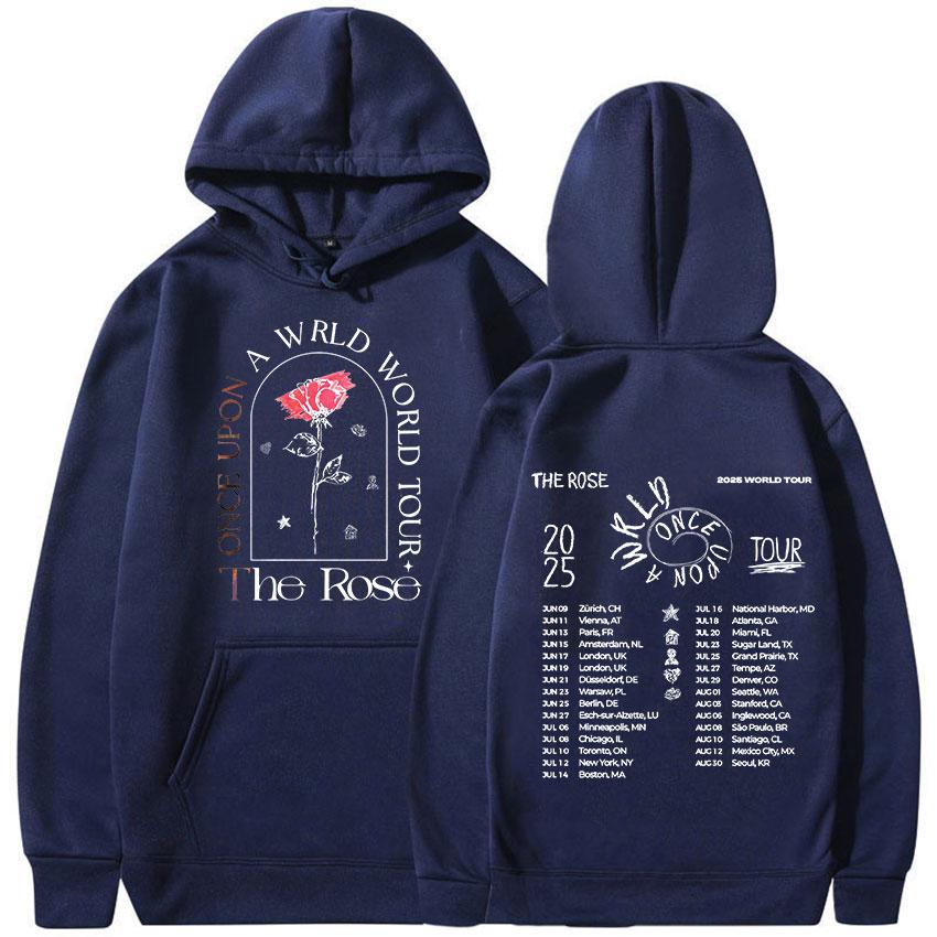 The Rose Once Upon AWRLD World Tour 2025 Print Hoodie Men's Women Hip Hop Kpop Fleece Pullover Sweatshirts Fans Gift Streetwear