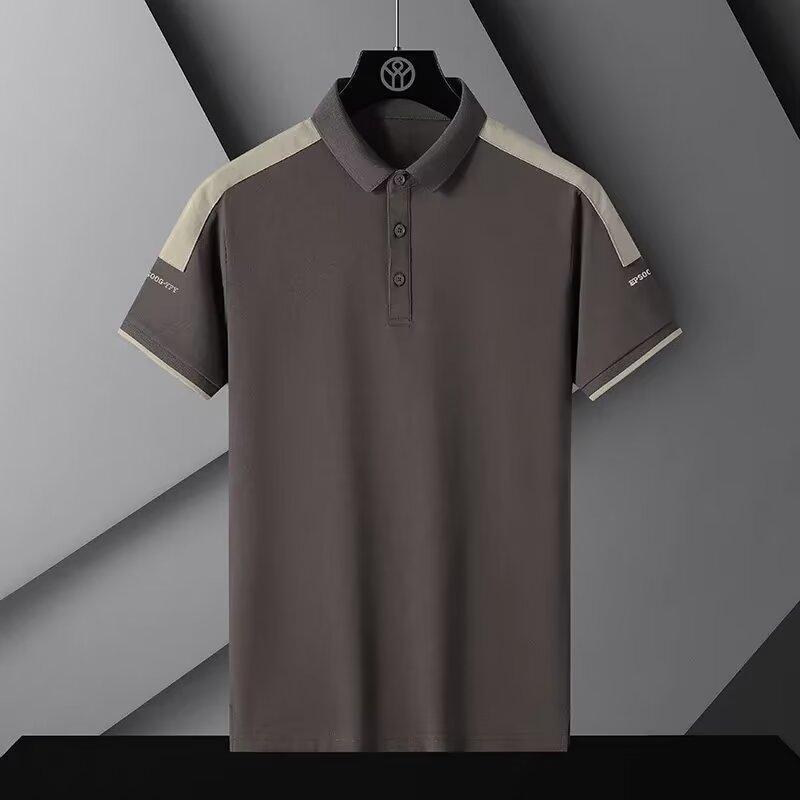 

Men s Summer Solid Color Short-Sleeve Polo - Casual, Light, Trendy Lapel Top XL кавовий