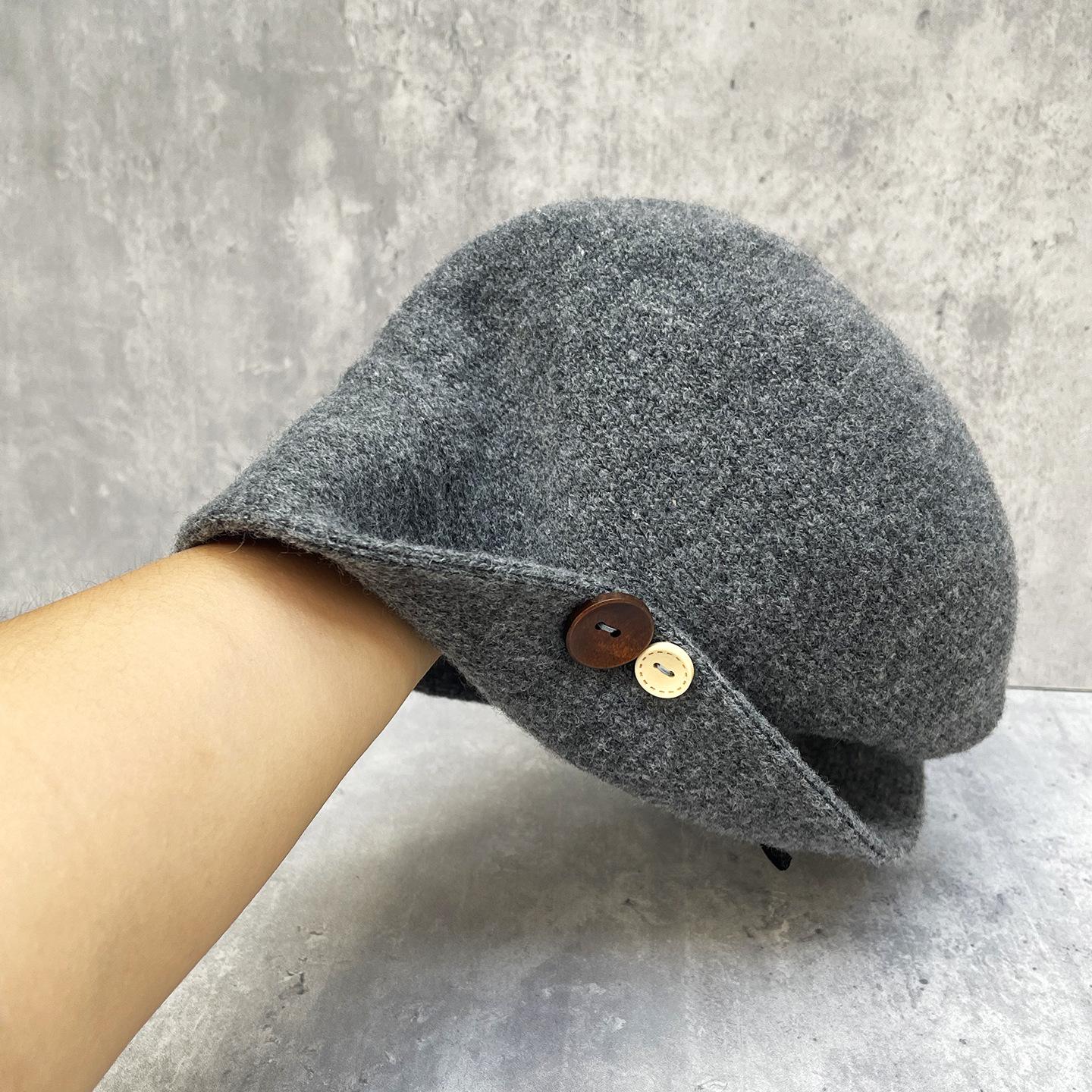 

Knitted Bucket Hat Women S Japanese Versatile Face Hat Button Curled Wool Hat Big Head Circumference Baotou Hat