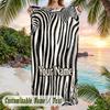 Zebra Star Blanket Theme Quick Dry Beach Towel Custom Name Text Print Large Sand Resistant Towel Beach Vacation