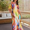 Women's Fashion Vacation Summer Spring Fireworks Print 1/2 Sleeves V-Neck Casual Dresses
