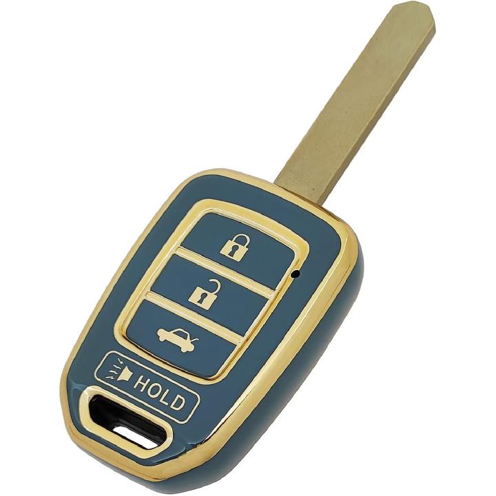 360 Degree Soft TPU Protector Key Fob Cover Case fit for Honda 2016-2017 Accord 2016- Civic 2014-2015 CR-V Keyless Entry Key Fob (Black)