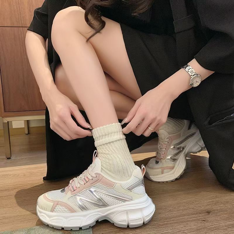 Platform casual sports shoes women's new student versatile running shoes breathable dad shoes women's height-increasing shoes