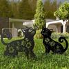 2PCS Outdoor Garden Lawn Decoration Crafts Ornament European and American Iron Art Black Cat Silhouette Floor Insert Ornament Home Furnishing