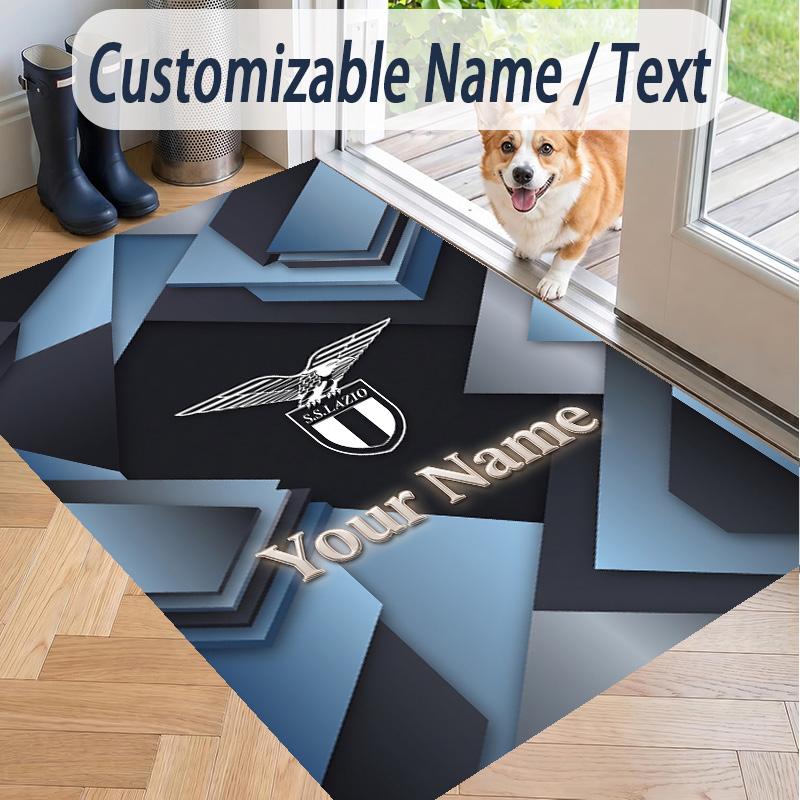 Custom Text Printed Rug Lazio FC Non Slip Floor Carpet For Home Room Decor