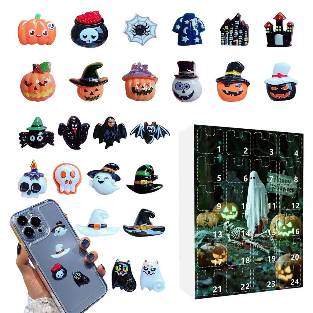 Countdown Calendar Halloween Scary Statue Decor For Shelf 24-day Advent Halloween Statues Resin Figurines For Shelf Fireplace
