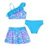 Kids Girls Tankini Set 3 Piece Floral Print Tank Vest Tops with Bikini Briefs and Skirts Summer Swimwear Swimsuits