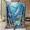 Ocean Life Adventure 38 Theme blanket Lightweight Warm Flannel Blanket Decorative Throw Blanket for Home Decoration