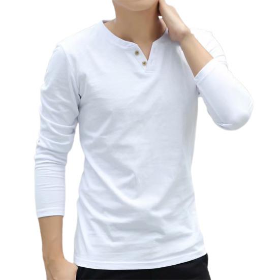 Pánské tričko s V výstřihem, zdobené knoflíky, úzký střih, univerzální, jarní základní tričko pro každodenní nošení