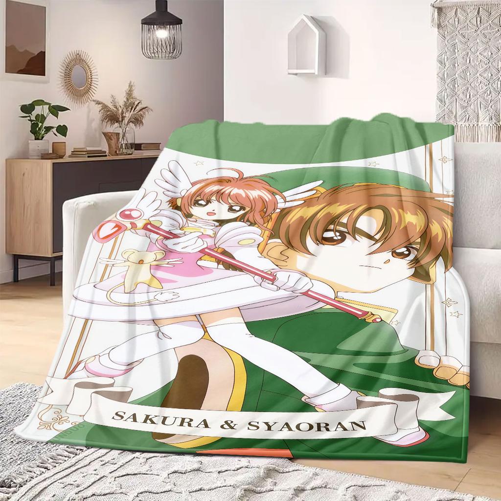 Cardcaptor Sakura Beautiful Cartoon Flannel Blanket, Printed Decorative Throw, Warm and Soft for Bedroom, Sofa and Outdoors_LIAN