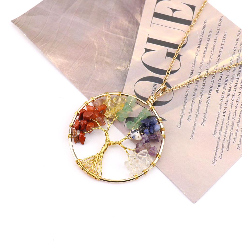 Natural Stone Tree of Life Heart Necklace Pendant