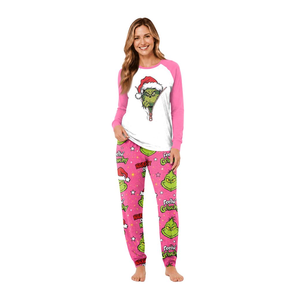 Family Matching Christmas Print Long Sleeve Loungewear Set for Parents and Kids