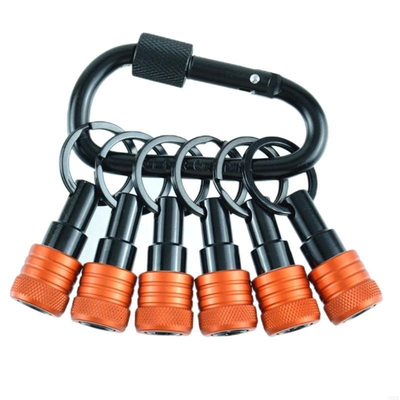 

6Pcs Bit holder Keychains 1/4inch Shank Screwdriver Bit Clip for Drill Bit Extension Nut Driver with Carabiner