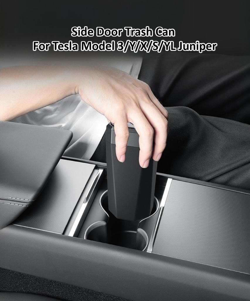 Seitenür-Mülleimer für Tesla Model 3/Y/X/S/YL Juniper Serie Mülleimer Abfalleimer mit Deckel Mittlere Aufbewahrungsbox Organizer-Etui