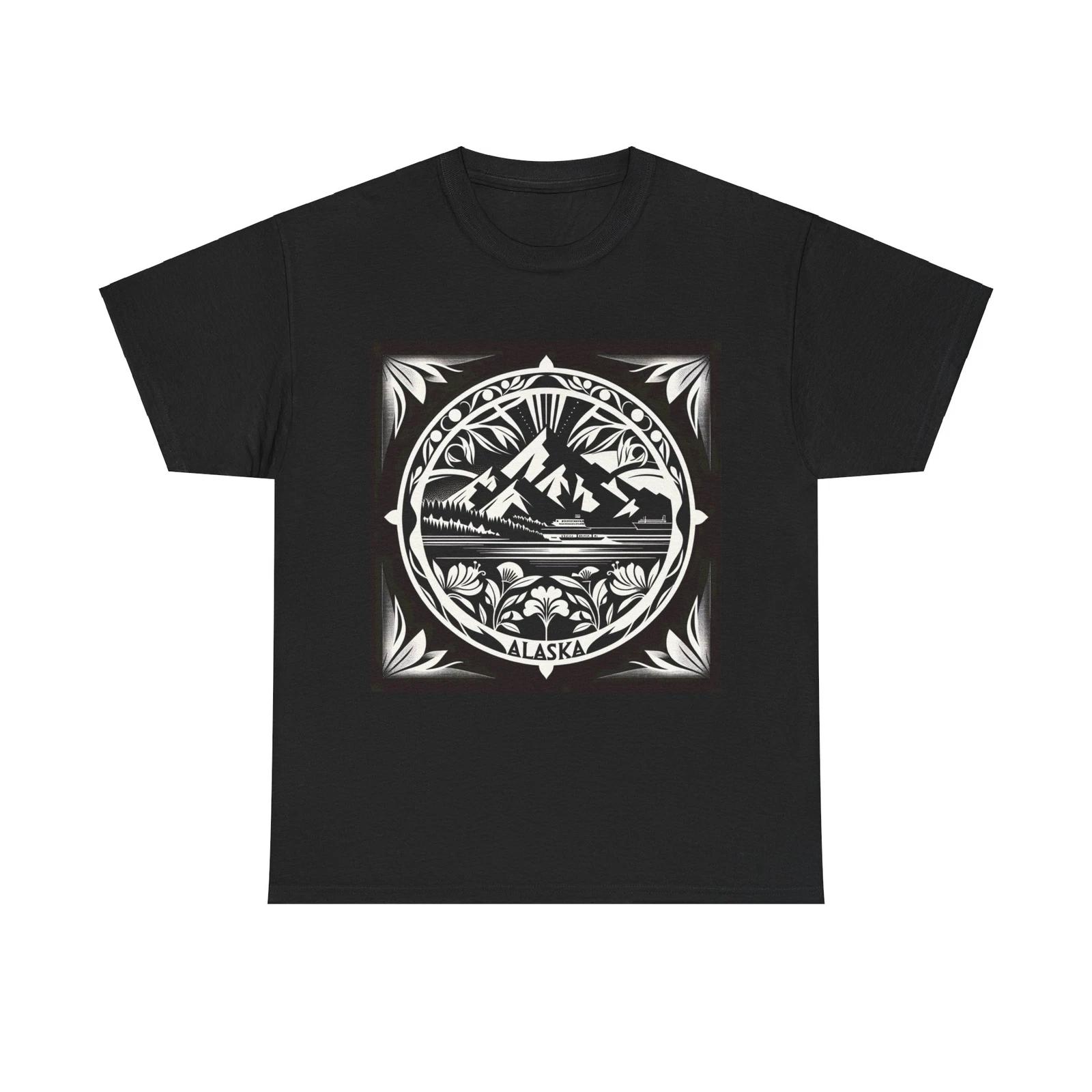 

Unisex Adult T Shirt Vintage Style Art Deco Alaska Design Travel Gift Nature Tee 4XL