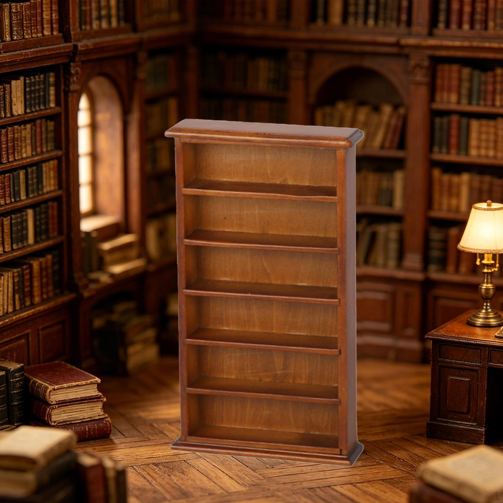 

1/12 Dollhouse Miniature Bookcase Storage Cabinet Collector Decor DIY Mini Wooden коричневый