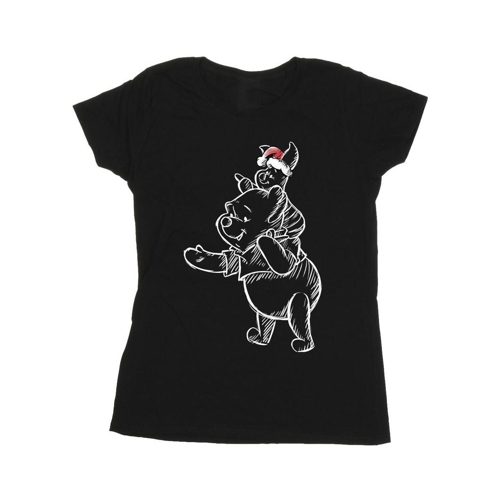 Disney Womens/Ladies Winnie The Pooh Piglet Christmas Cotton T-Shirt