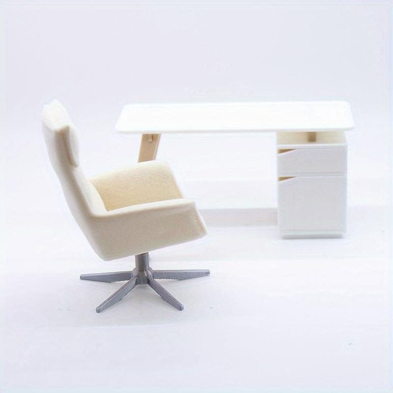 1/2 PCS Mini Office Table Desk Chair Doll House Furniture Simulation Accessories Miniature Model Display Props Pretend Play Toy