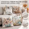 4 Pack Fall Thanksgiving Throw Covers with Pumpkin and Maple Leaf Print for Sofa Couch Decor