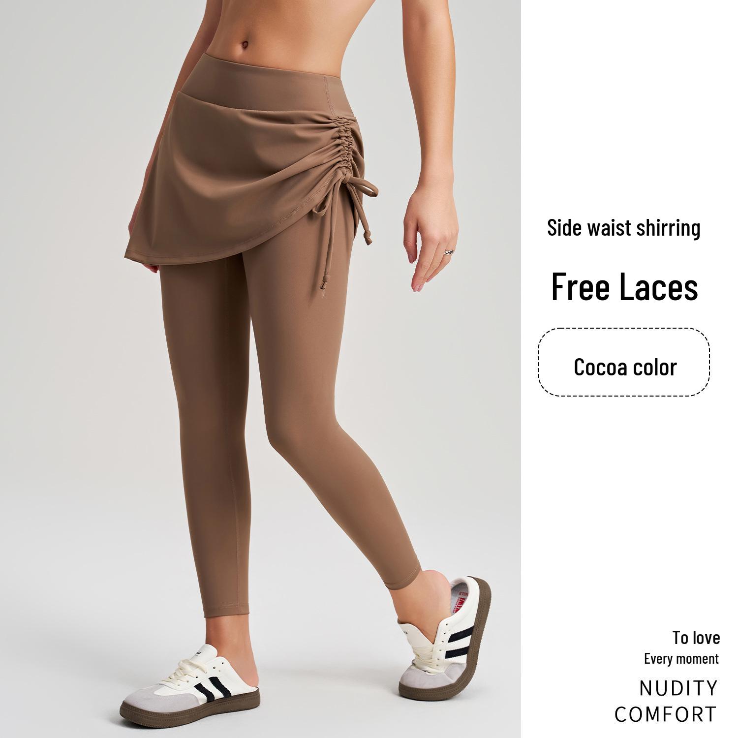 

Тщательно подобранные йога-брюки-юбка: С высокой талией на шнурке, Эластичный, Стройнящий, Идеально для танцев, фитнеса или спорта M