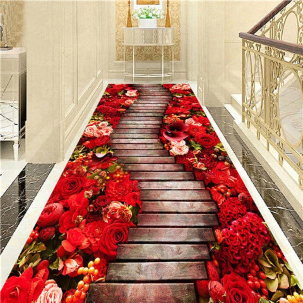 Blume 3D Stereoskopische Landschaft Teppich Rutschfest Verschleiß Wohnzimmer Eingang Schlafzimmer Flur Allgemeine Heimdekoration