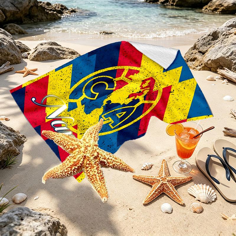 Custom Name Personalized Club America Print Beach Towel, for Trip Camping Beach Party Home Decor, Birthday Gift for Family & Friends