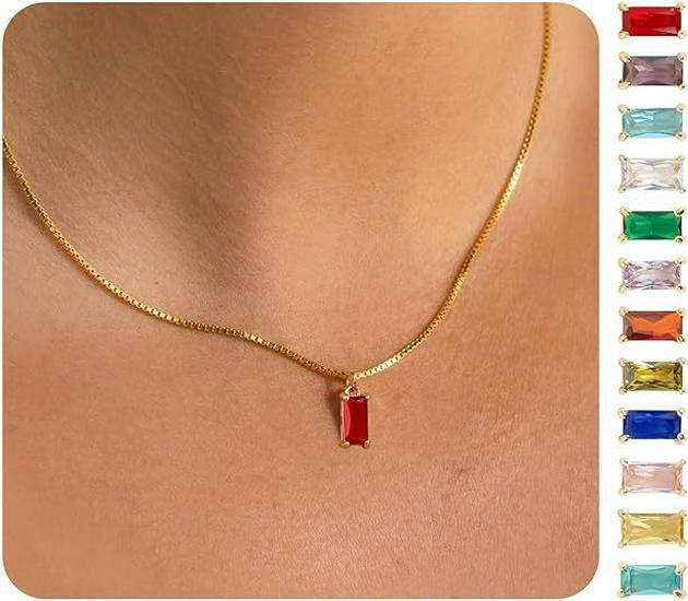 Gold-Plated Zircon Birthstone Pendant Necklace for December