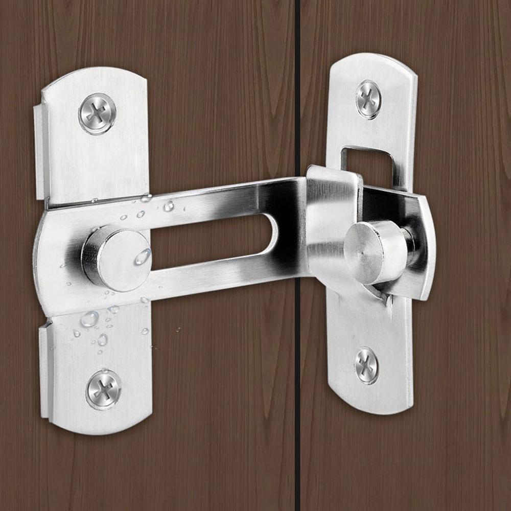 Stainless Steel Right Angle Locking Latch Sliding Barn Door Lock Doors Windows Safety Security Home Anti-Theft Guard