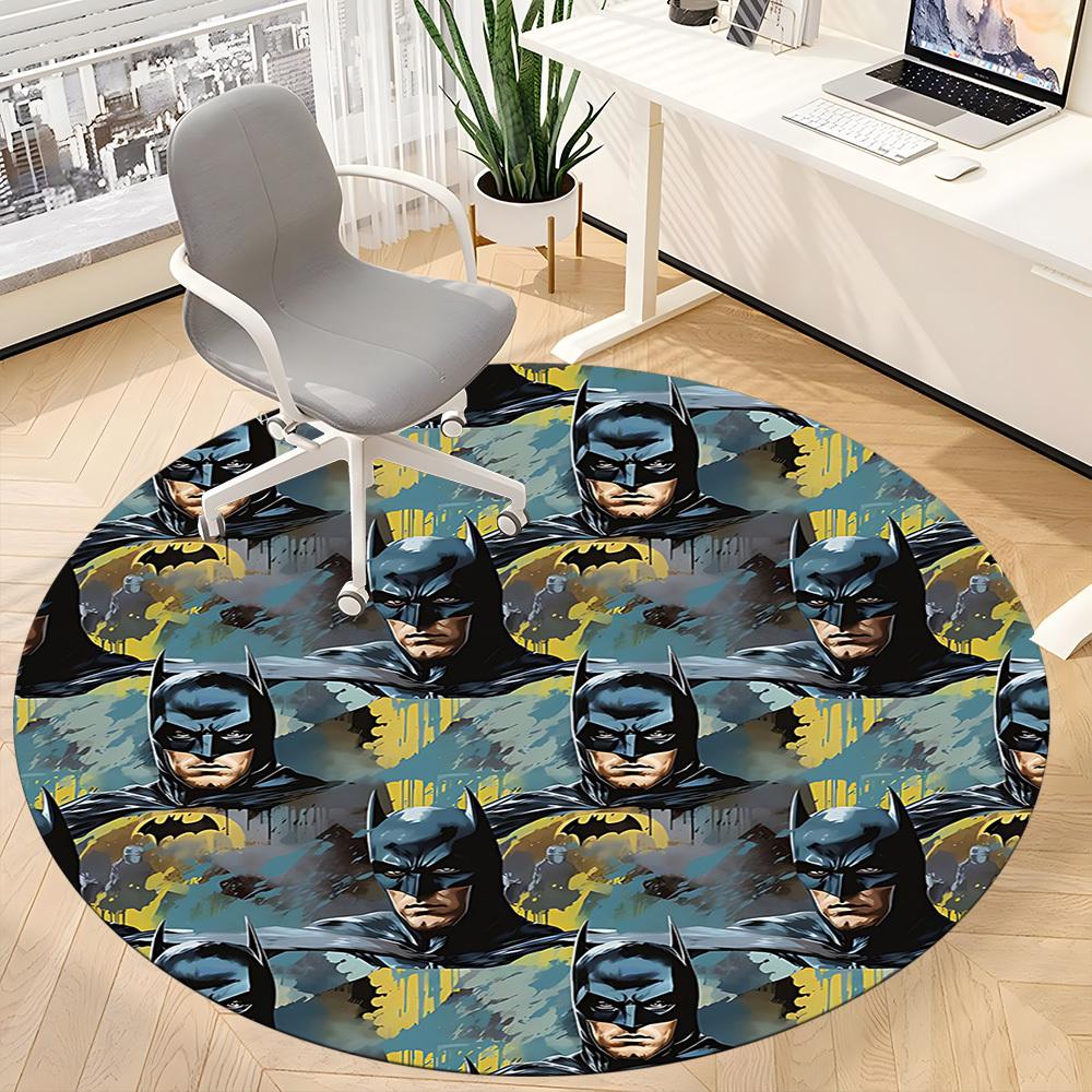 1pc Batman Pattern Office Round Area Rug, Under Office Chairs Bedroom Living Room Home Decor, Room Deco, Available in Various Sizes
