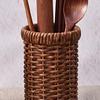 Rustikaler Stäbchenhalter aus geflochtenem Kunst rattan Küchenutensilien-Organizer Besteckaufbewahrungsbehälter für Küchenarbeitsplatte Esstisch Organisation