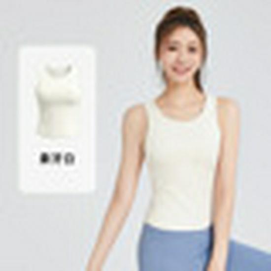 

Shockproof Seamless Peach Yoga Tank Top: High Elastic, Fixed Cups, Round Neck, Tight-Fitting, Anti-Exposure, No Ride-Up Sports Top for Women X-Large