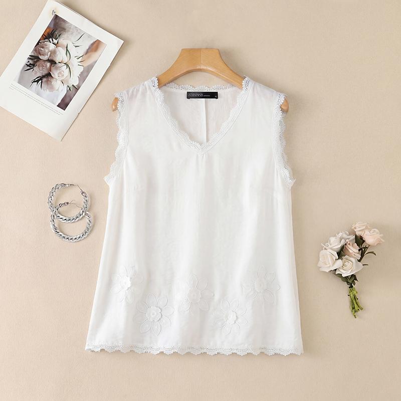 ZANZEA Women Lace Splice V-Neck Casual Sleeveless Tank Tops