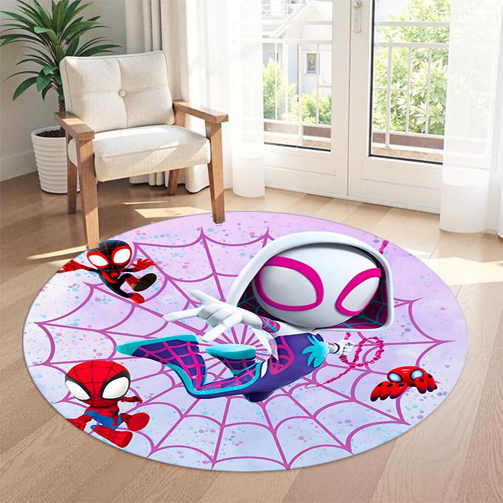 Spider-man Round Floor Mat Suitable for Game Room Living Rooms Dormitory Kitchen Anti-slip Round Rug Decorate Offices Best for Christmas