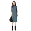 2025 Women's Winter Turtleneck Sweater Dress - Mid-Length Pullover with Over-Knee Skirt and Cashmere Coat