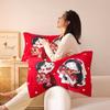 Par de Fronhas de Algodão Antiderrapantes - Design Festivo Vermelho, Absorventes de Suor, Anti-Queda, Frete Grátis