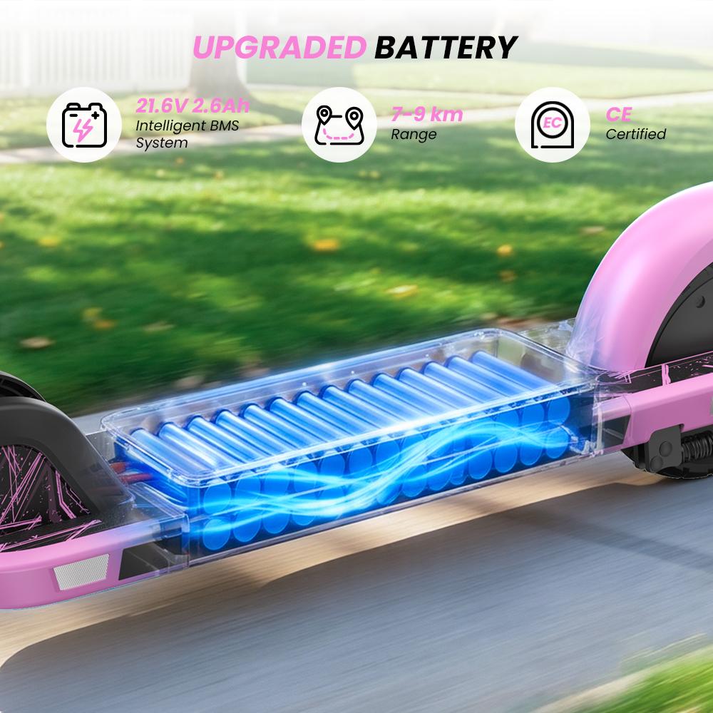 K4 Kinder Elektroroller 130W 2,6Ah 6'' Räder Bluetooth Lautsprecher Faltbar & Höhenverstellbar 3 Geschwindigkeiten 7-8KM Reichweite Elektroroller für Kinder