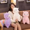 Peluche Grande y Lindo de Alpaca para Niñas, Suave y Abrazable, Muñeco de Cordero Relleno con Relleno de Algodón PP para Dormir o Abrazar, Rosa, Blanco y Morado