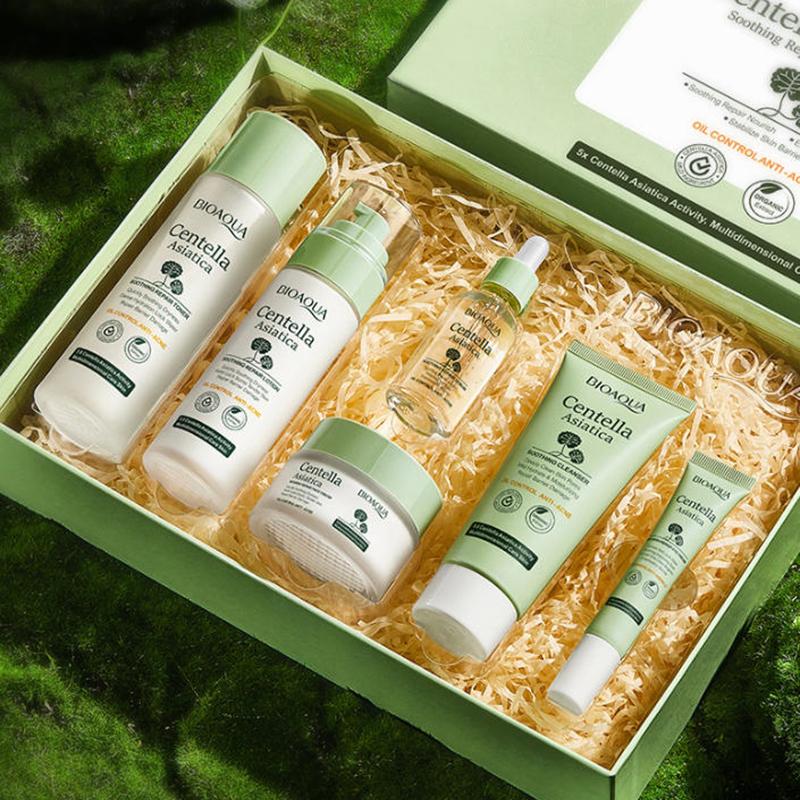 

Bioaoua Centella Asiatica Soothing And Repairing Six-Piece Set Whitening Firming Anti-Aging Beauty Facial Skincare Set Onesize